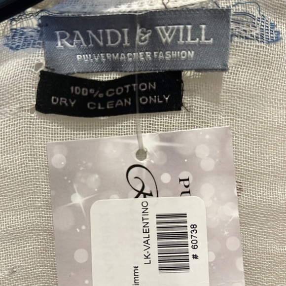 Randi & Will, 100% cotton, cover open kaftan blue / white with shimmer OS - Picture 3 of 8